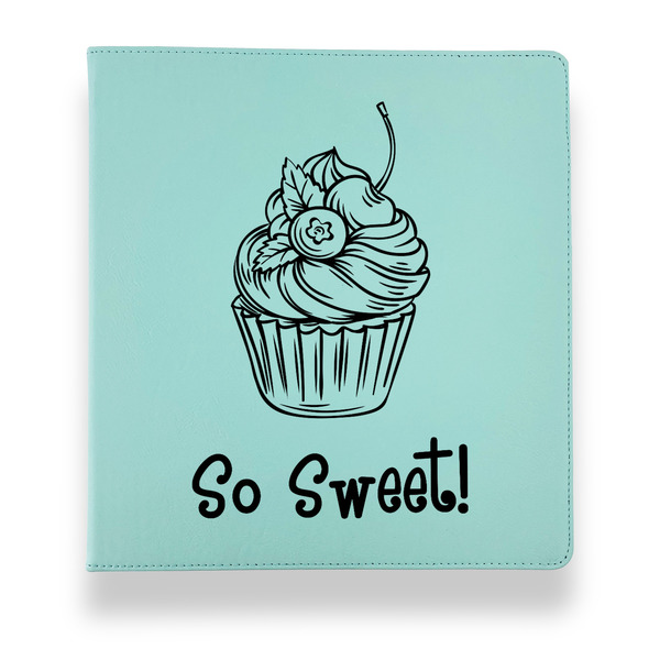 Custom Sweet Cupcakes Leather Binder - 1" - Teal (Personalized)