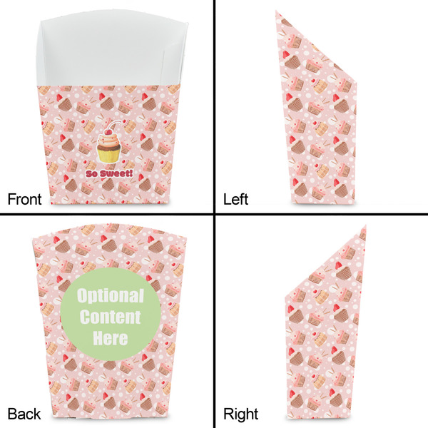 Sweet Cupcakes French Fry Favor Box - Front & Back View
