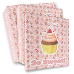 Sweet Cupcakes 3 Ring Binder - Full Wrap (Personalized)