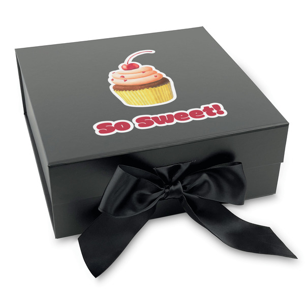 Custom Sweet Cupcakes Gift Box with Magnetic Lid - Black (Personalized)