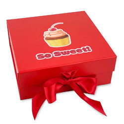 Sweet Cupcakes Gift Box with Magnetic Lid - Red (Personalized)