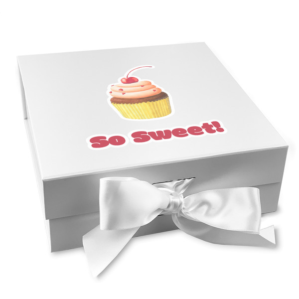 Custom Sweet Cupcakes Gift Box with Magnetic Lid - White (Personalized)
