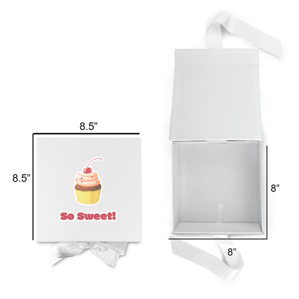 Sweet Cupcakes Gift Boxes with Magnetic Lid - White - Open & Closed