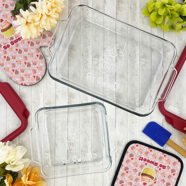 Sweet Cupcakes Glass Baking Dish Set - LIFESTYLE