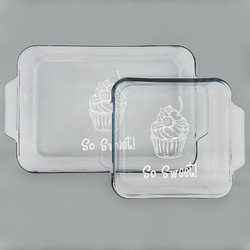 Sweet Cupcakes Set of Glass Baking & Cake Dish - 13in x 9in & 8in x 8in (Personalized)