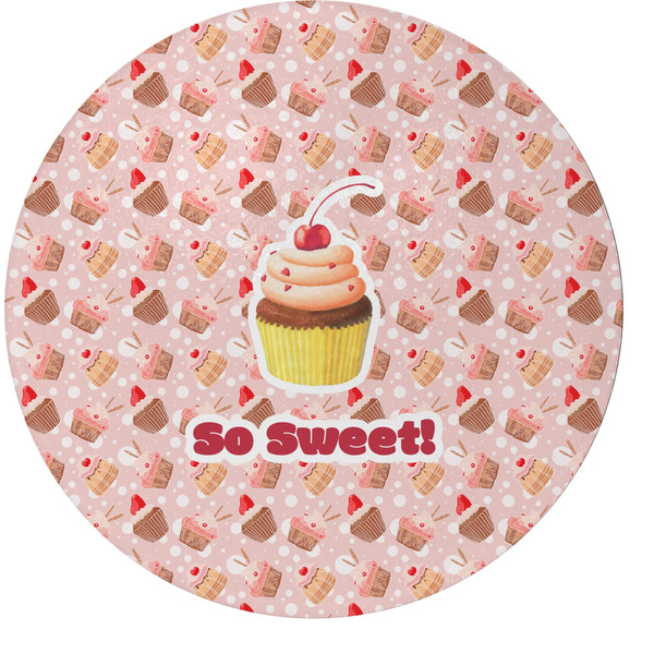 Custom Sweet Cupcakes Round Glass Cutting Board - Medium (Personalized)