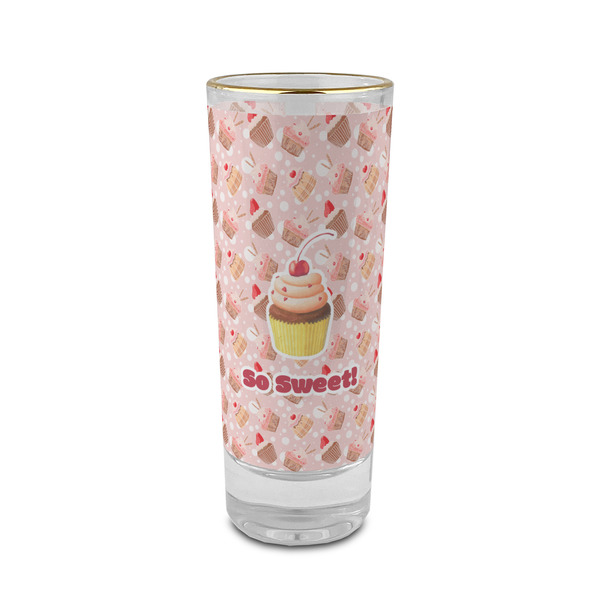 Custom Sweet Cupcakes 2 oz Shot Glass -  Glass with Gold Rim - Set of 4 (Personalized)