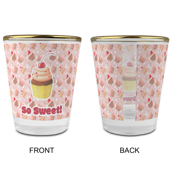 Sweet Cupcakes Glass Shot Glass - with gold rim - APPROVAL