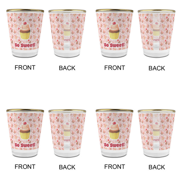 Sweet Cupcakes Glass Shot Glass - with gold rim - Set of 4 - APPROVAL