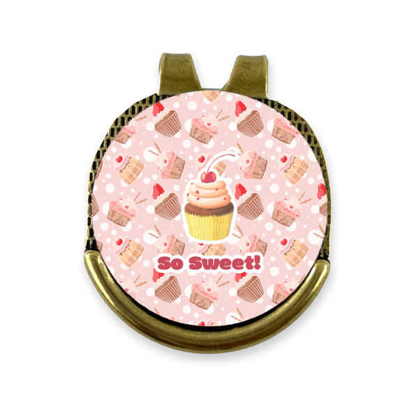 Custom Sweet Cupcakes Golf Ball Marker - Hat Clip - Gold