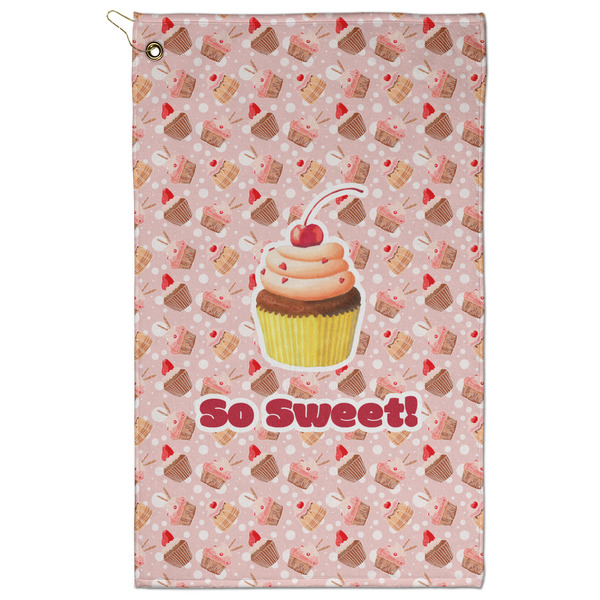 Custom Sweet Cupcakes Golf Towel - Poly-Cotton Blend - Large w/ Name or Text