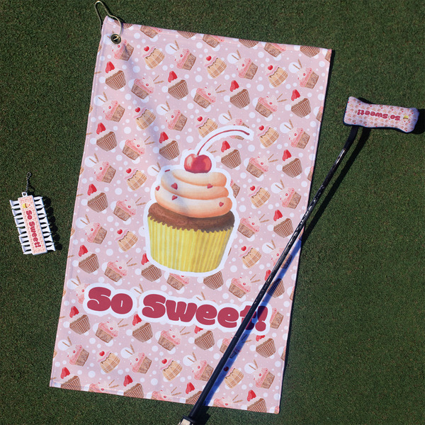 Custom Sweet Cupcakes Golf Towel Gift Set w/ Name or Text