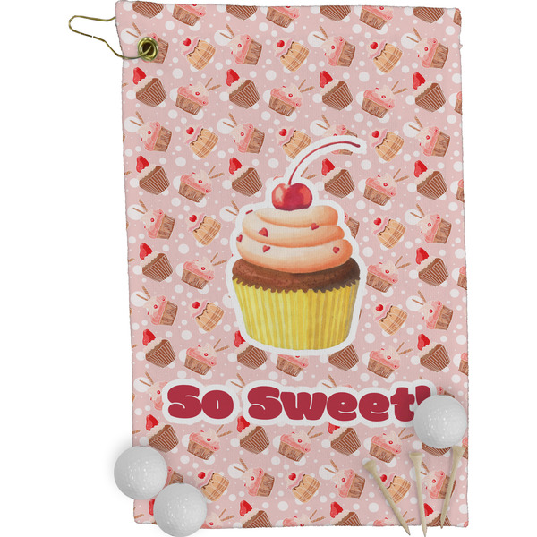 Sweet Cupcakes Golf Towel (Personalized) - FRONT (Small Full Print)
