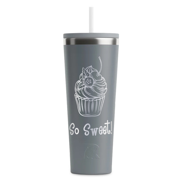Custom Sweet Cupcakes RTIC Everyday Tumbler with Straw - 28oz - Grey - Single-Sided (Personalized)