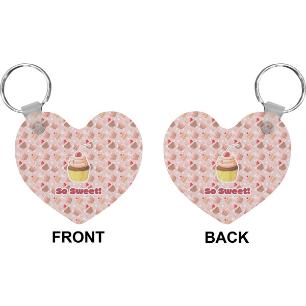Sweet Cupcakes Heart Keychain (Front + Back)