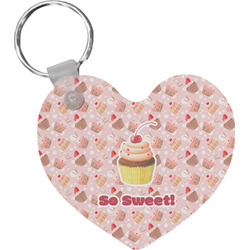 Sweet Cupcakes Heart Plastic Keychain w/ Name or Text