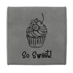 Sweet Cupcakes Jewelry Gift Box - Engraved Leather Lid (Personalized)