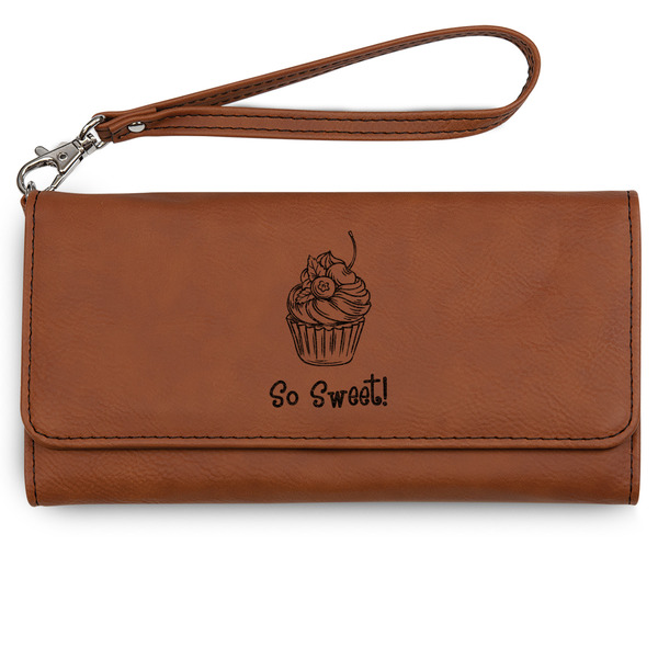 Custom Sweet Cupcakes Ladies Leatherette Wallet - Laser Engraved (Personalized)