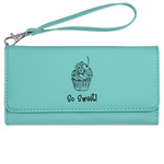 Sweet Cupcakes Ladies Leatherette Wallet - Laser Engraved- Teal (Personalized)