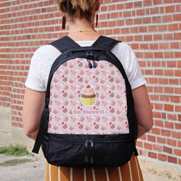 Sweet Cupcakes Large Backpack - Black - On Back
