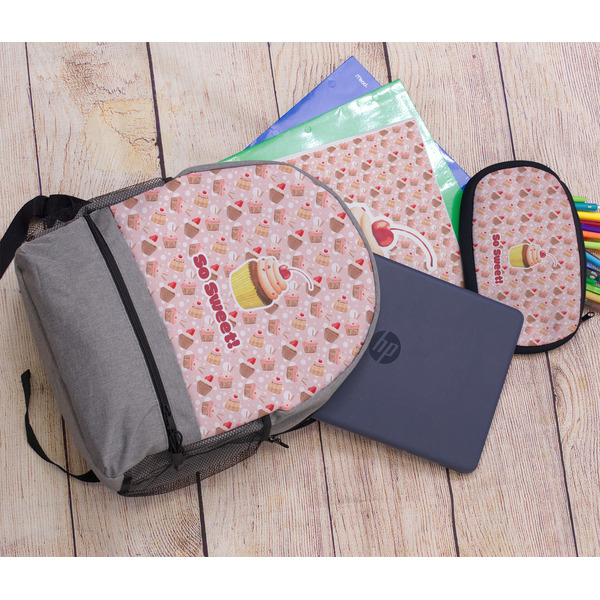 Sweet Cupcakes Large Backpack - Gray - With Stuff