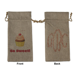 Sweet Cupcakes Large Burlap Gift Bag - Front & Back (Personalized)