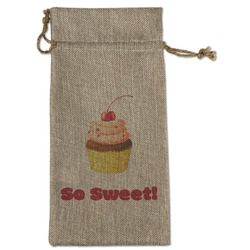 Sweet Cupcakes Large Burlap Gift Bag - Front (Personalized)