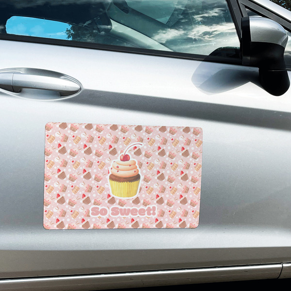 Sweet Cupcakes Large Rectangle Car Magnets- In Context