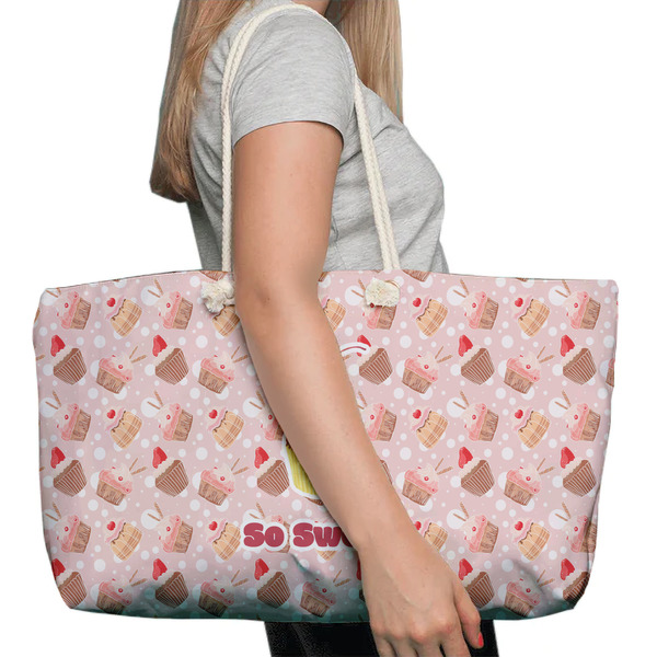 Sweet Cupcakes Large Rope Tote Bag - In Context View