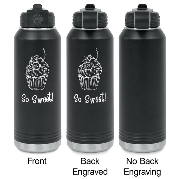 Sweet Cupcakes Laser Engraved Water Bottles - 2 Styles - Front & Back View