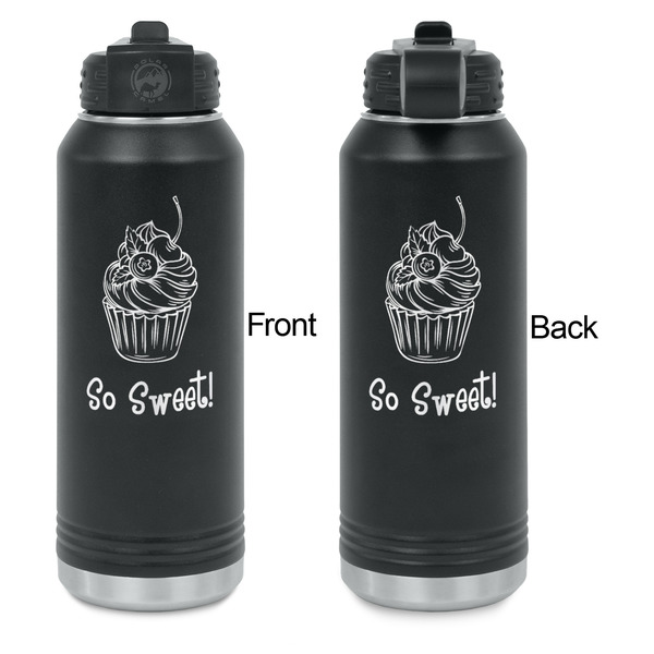 Sweet Cupcakes Laser Engraved Water Bottles - Front & Back Engraving - Front & Back View