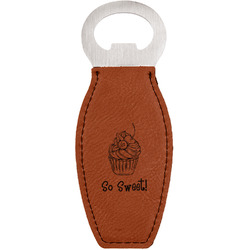 Sweet Cupcakes Leatherette Bottle Opener - Double Sided (Personalized)