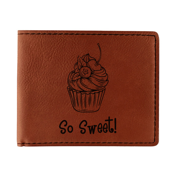 Custom Sweet Cupcakes Leatherette Bifold Wallet (Personalized)