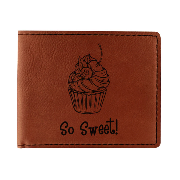 Custom Sweet Cupcakes Leatherette Bifold Wallet (Personalized)