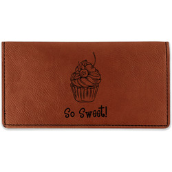 Sweet Cupcakes Leatherette Checkbook Holder - Double Sided (Personalized)
