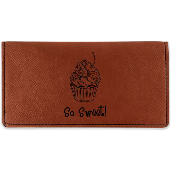 Custom Sweet Cupcakes Leatherette Checkbook Holder - Single Sided (Personalized)