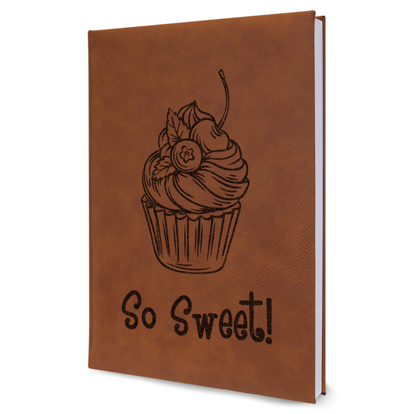 Custom Sweet Cupcakes Leather Sketchbook - Large - Single Sided (Personalized)