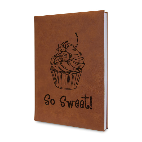 Custom Sweet Cupcakes Leather Sketchbook - Small - Double Sided (Personalized)
