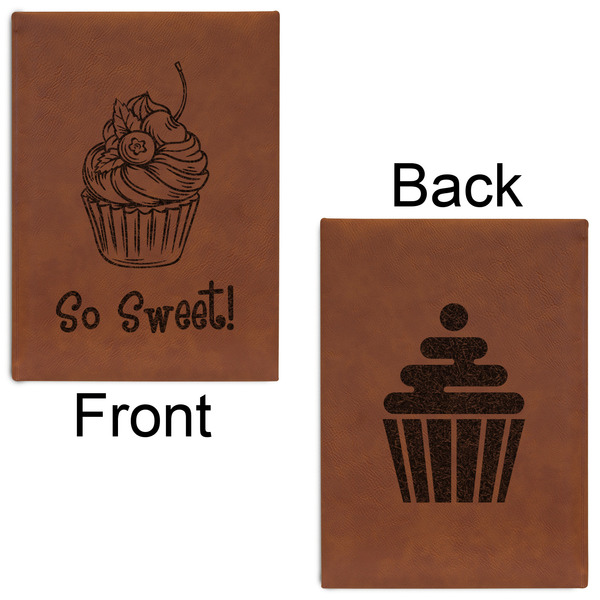 Sweet Cupcakes Leatherette Journals - Large - Double Sided - Front & Back View
