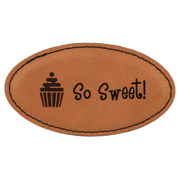 Custom Sweet Cupcakes Leatherette Oval Name Badge with Magnet (Personalized)