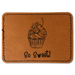 Sweet Cupcakes Faux Leather Iron On Patch - Rectangle (Personalized)