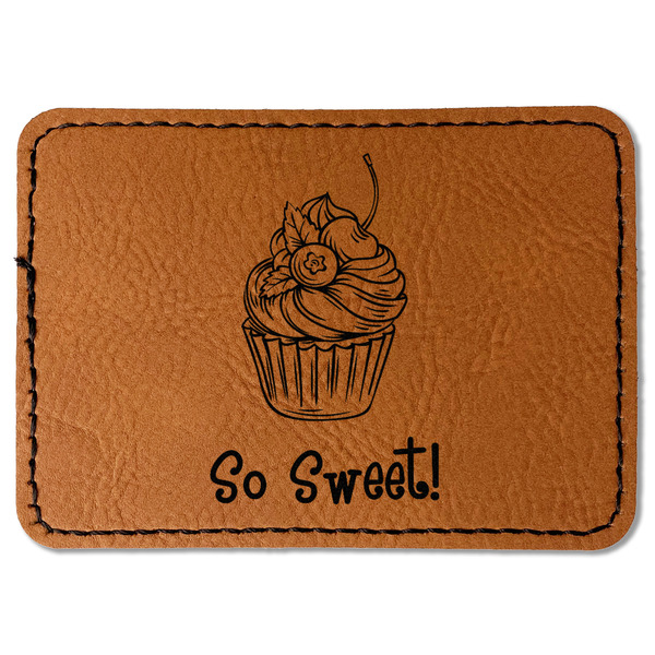 Custom Sweet Cupcakes Faux Leather Iron On Patch - Rectangle (Personalized)