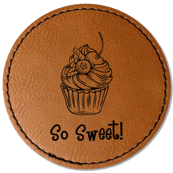 Custom Sweet Cupcakes Faux Leather Iron On Patch - Round (Personalized)