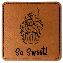 Sweet Cupcakes Faux Leather Iron On Patch - Square (Personalized)