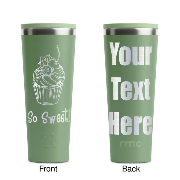 Sweet Cupcakes Light Green RTIC Everyday Tumbler - 28 oz. - Front and Back