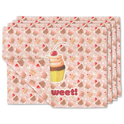 Sweet Cupcakes Double-Sided Linen Placemat - Set of 4 w/ Name or Text