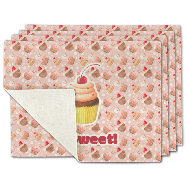 Custom Sweet Cupcakes Single-Sided Linen Placemat - Set of 4 w/ Name or Text