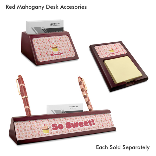 Sweet Cupcakes Mahogany Desk Accessories