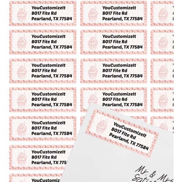 Sweet Cupcakes Mailing Label on Envelope - Multiple Labels