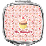 Sweet Cupcakes Compact Makeup Mirror w/ Name or Text